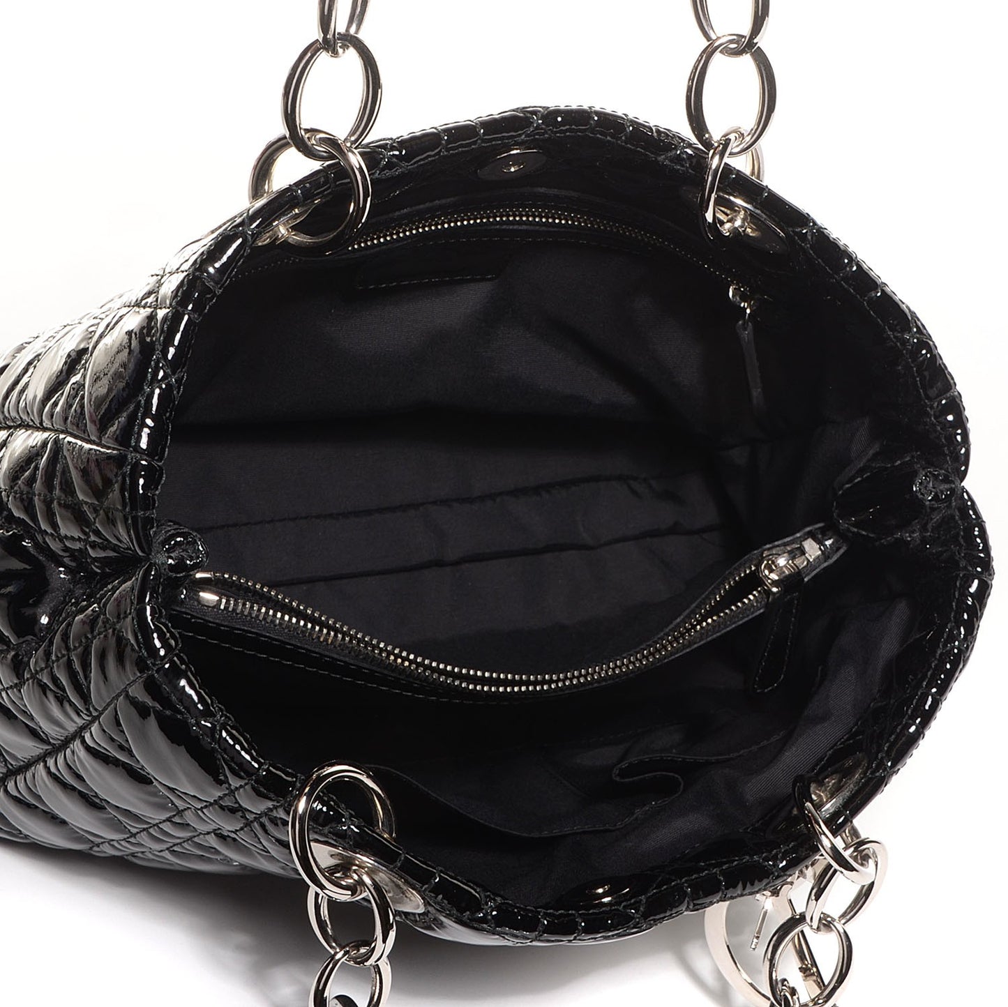 Patent Cannage Dior Soft Shopping Tote Black