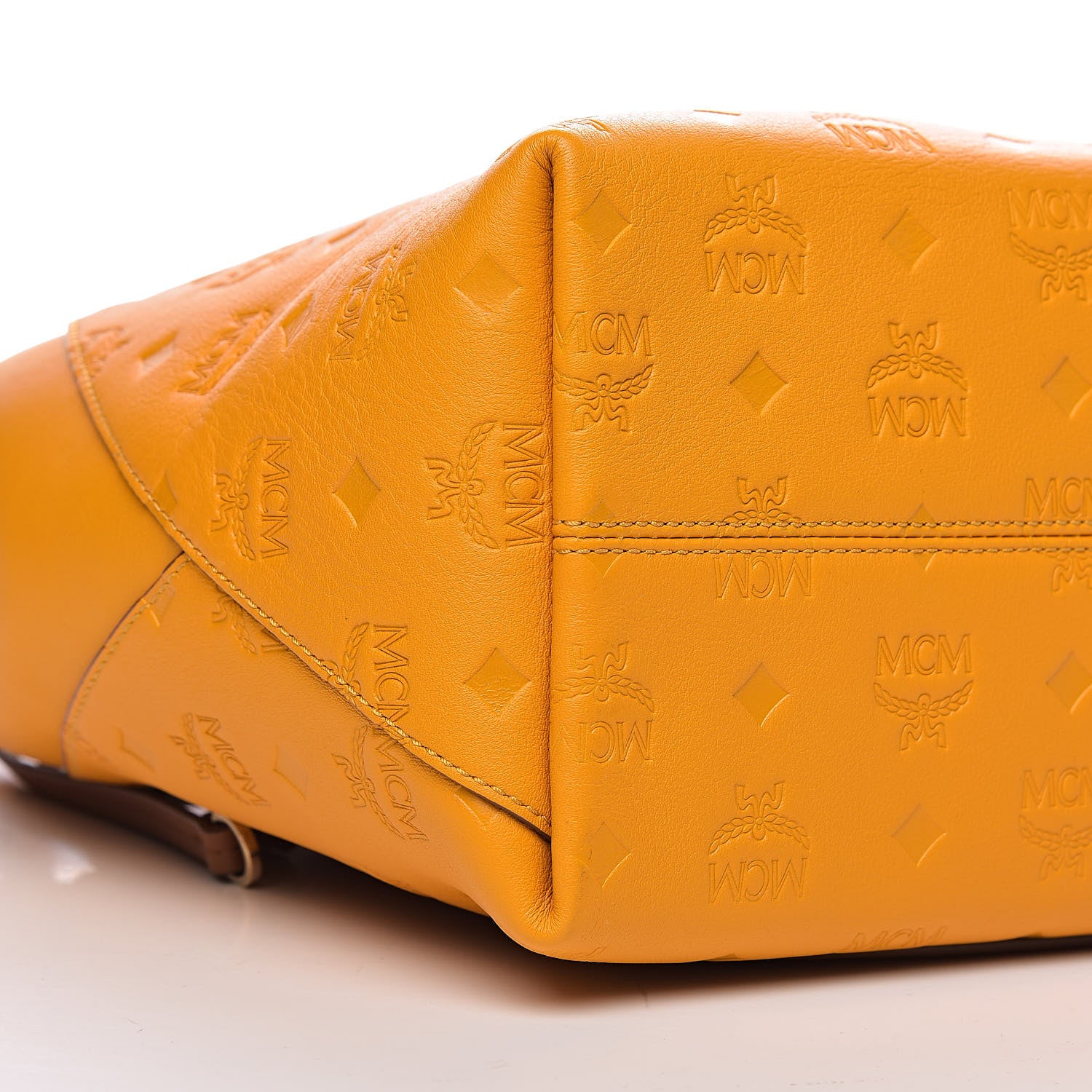 MCM Calfskin Ottomar Monogram Medium Klara Hobo Golden Mango 8 of 10