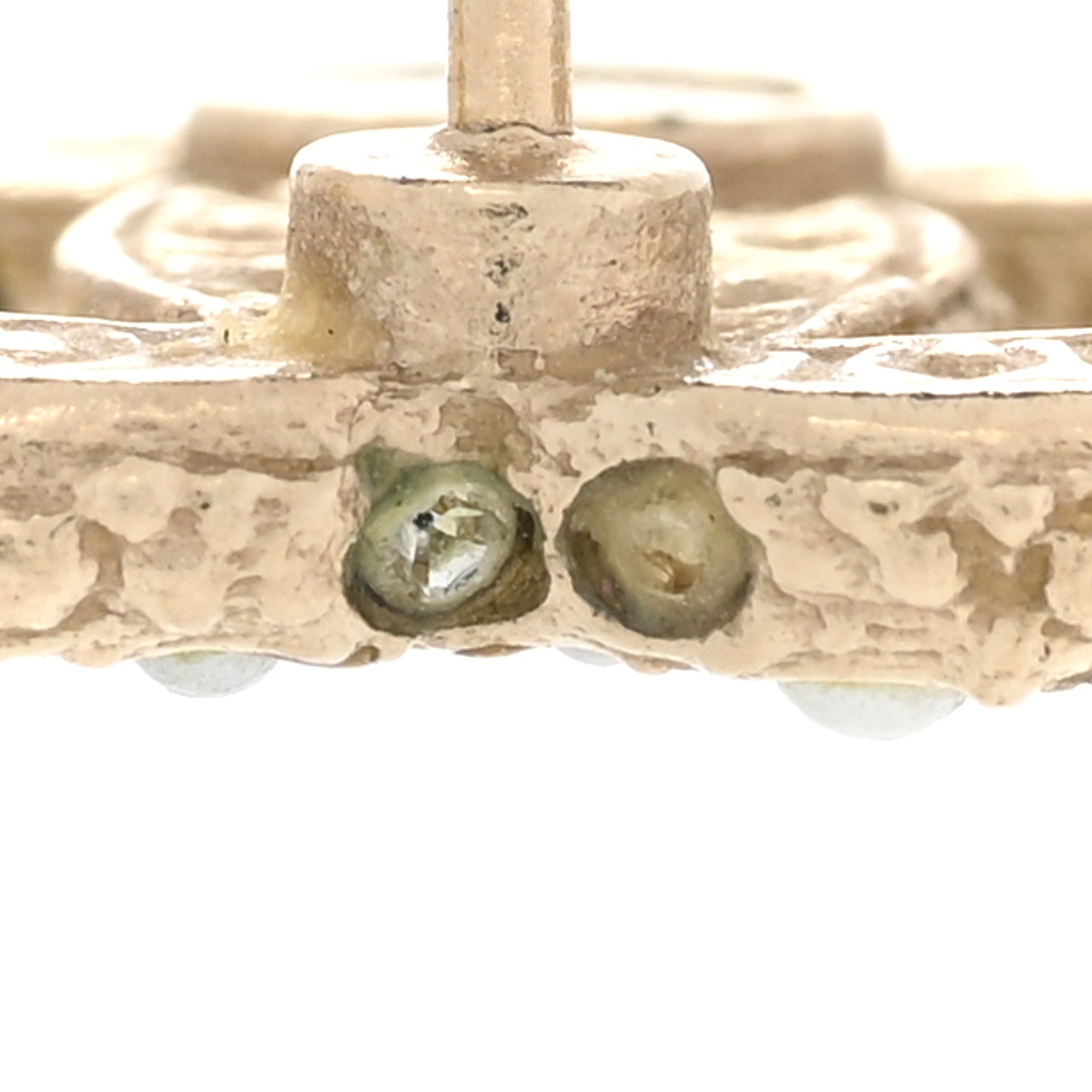 Chanel Pearl Crystal CC Earrings Light Gold 6 of 7