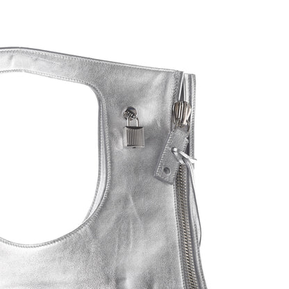 Tom Ford Metallic Calfskin Alix Padlock Zip Shoulder Bag Silver 9 of 14