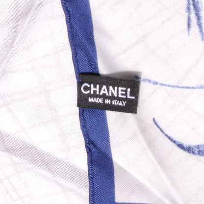 Chanel Silk CC Camellia Square Scarf Blue 4 of 5