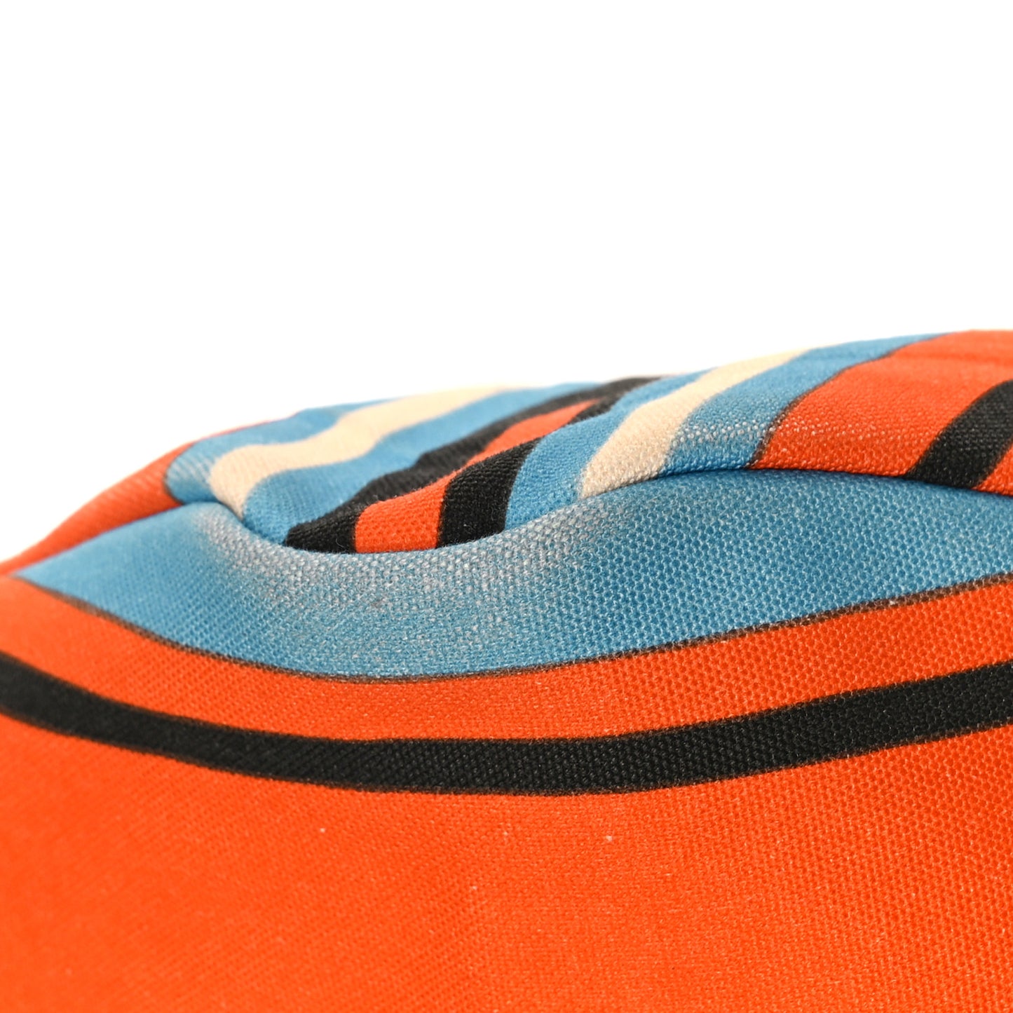 Canvas Logo Embossed Striped Large Triangle Shoulder Bag Arancio