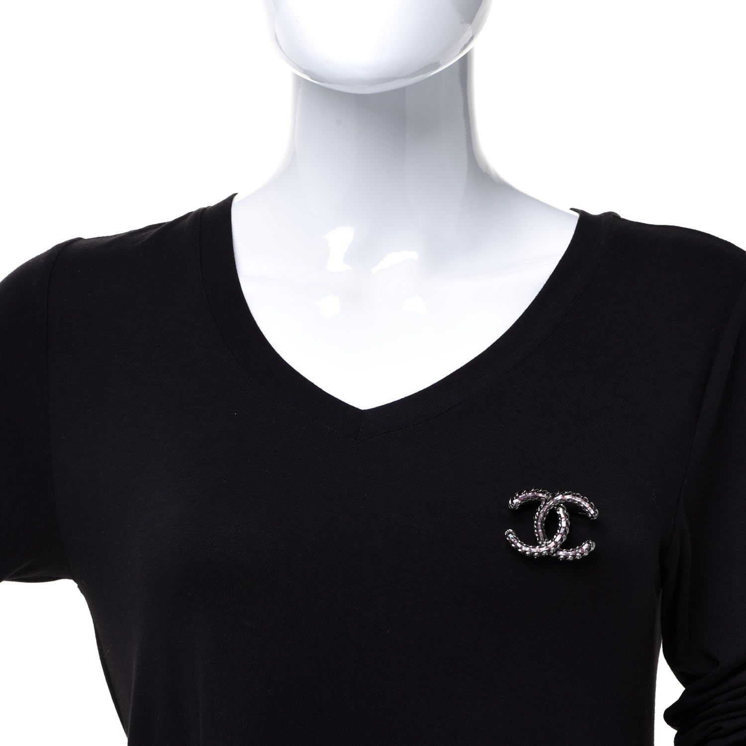 Chanel Ruthenium Enamel CC Brooch Iridescent Blue 2 of 4