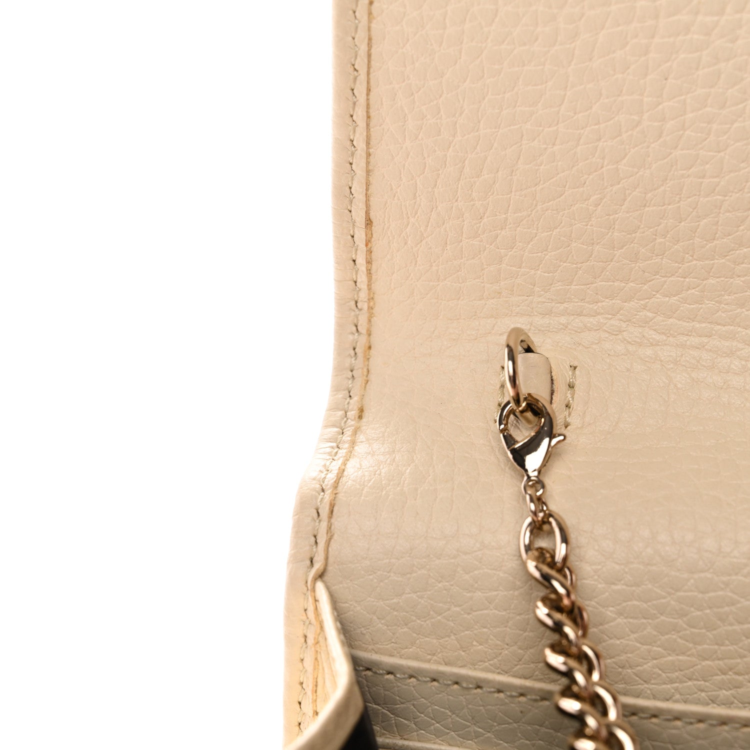 Gucci Pebbled Calfskin Soho Wallet on Chain Ivoire 11 of 13