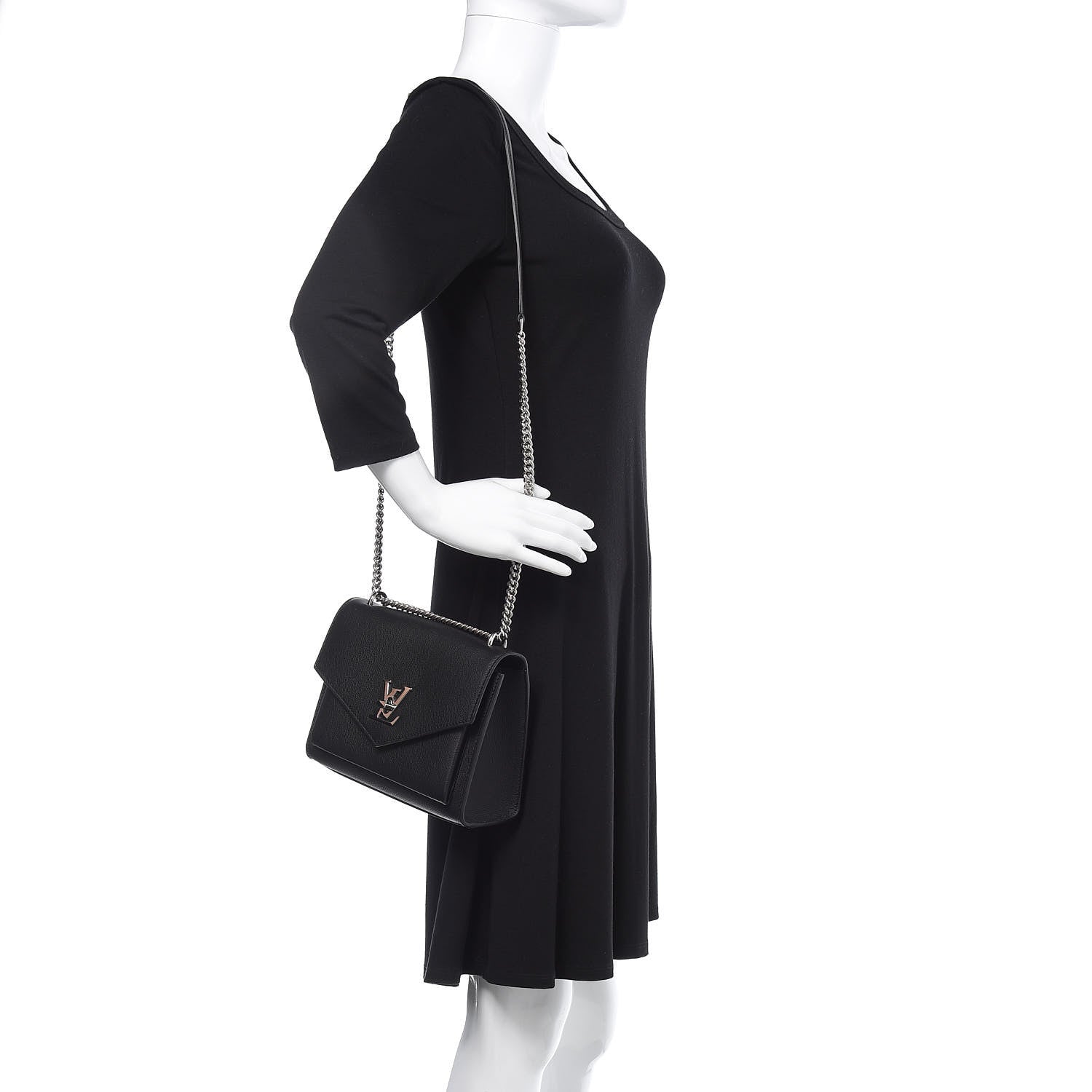 Louis Vuitton Soft Calfskin My Lockme Chain Bag BB Black 1 of 10