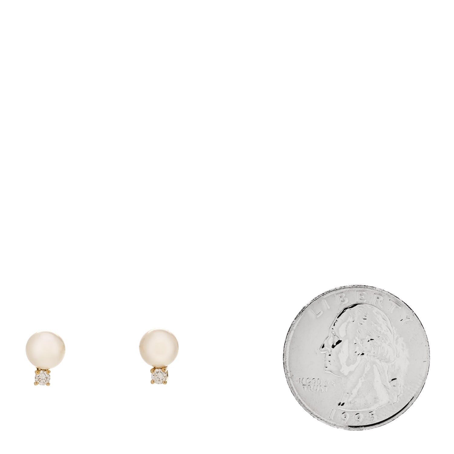 Tiffany 18K Yellow Gold Diamond Akoya Pearl 6.5-7mm Signature Earrings 2 of 4