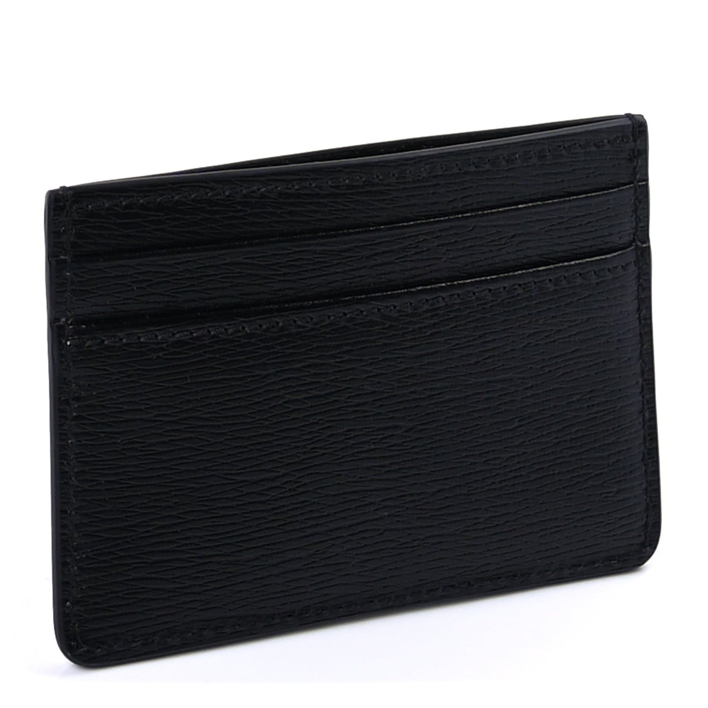 Calfskin Script Card Holder  Black