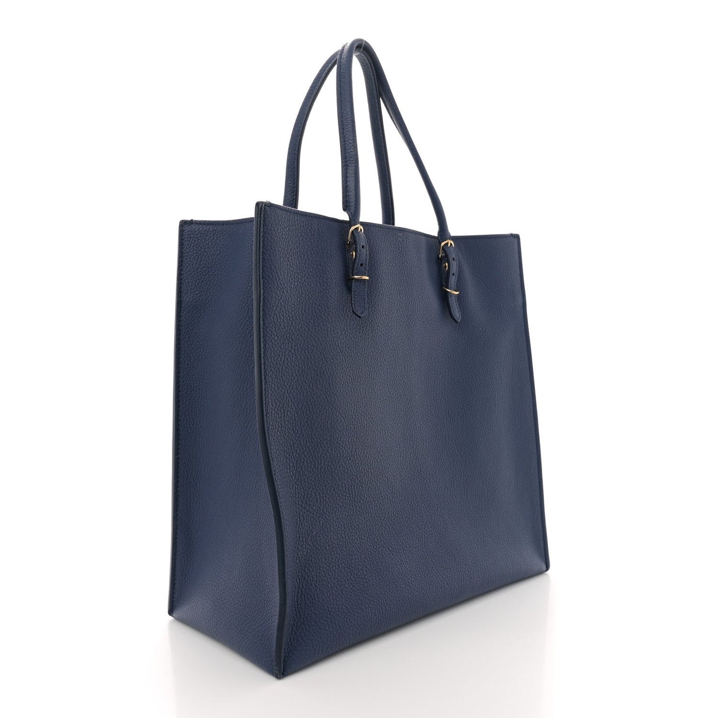 Grained Calfskin Gold Metallic Edge Hardware Papier Small A4 Tote Bleu