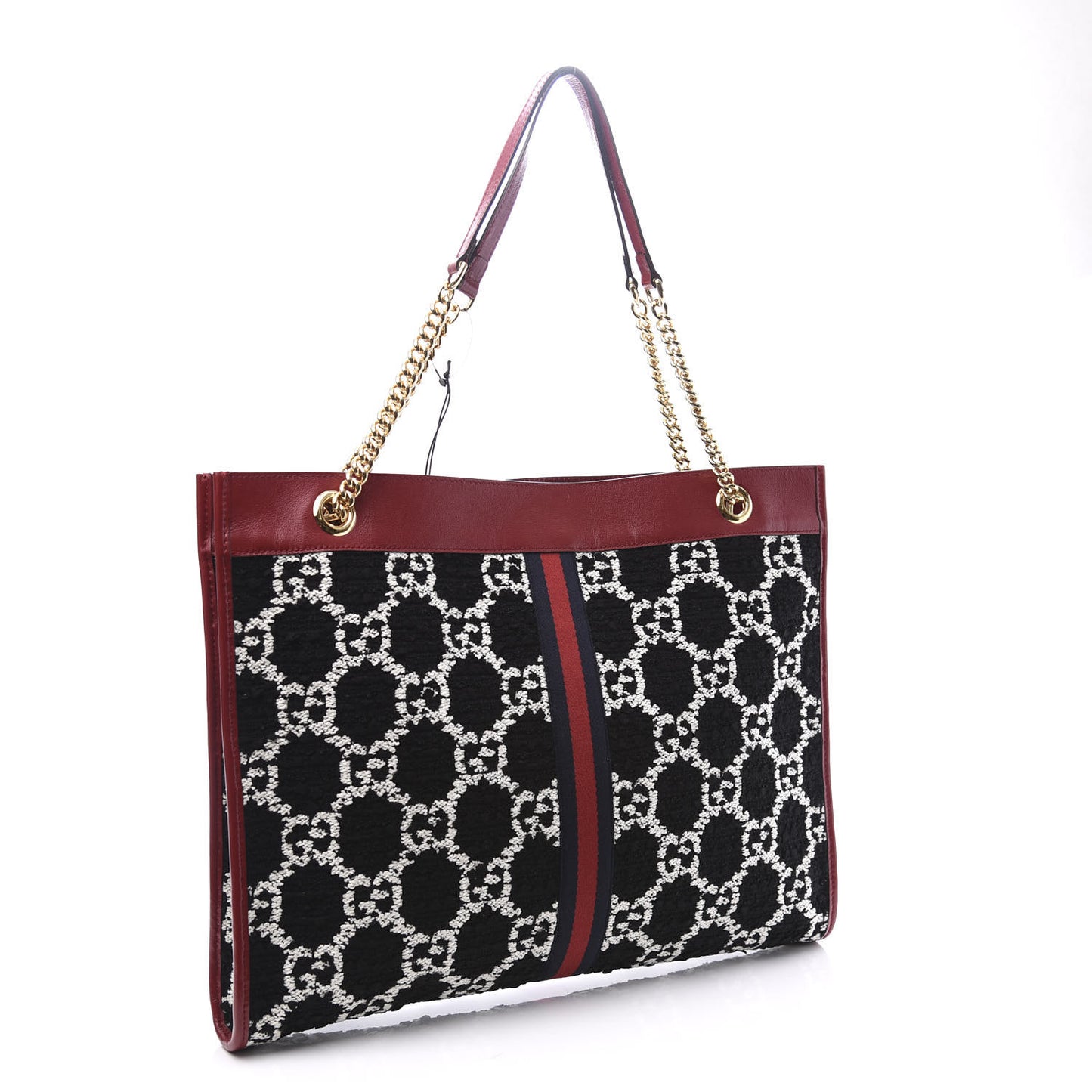 Tweed GG Monogram Large Rajah Chain Tote Romantic Cherry Black White