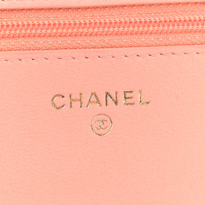 Chanel Lambskin Quilted Pearl Crush Wallet on Chain WOC Light Orange 7 of 11