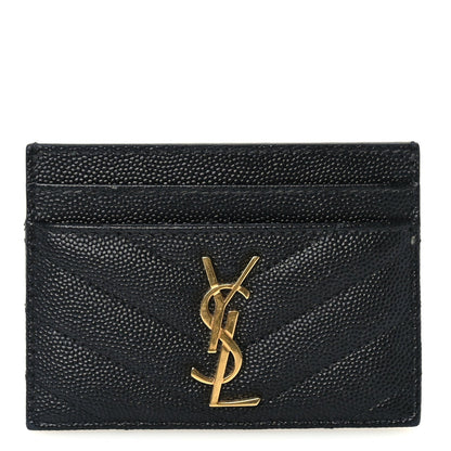 Saint Laurent Grain De Poudre Matelasse Chevron Cassandre Credit Card Case Black 1 of 7