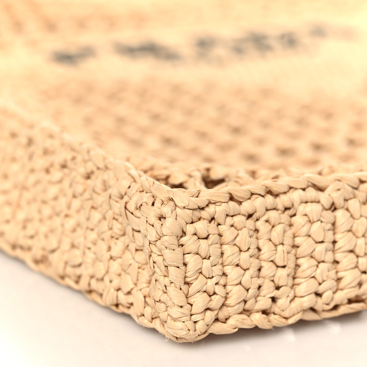 Prada Yarn Raffia Effect Crochet Logo Embroidered Tote Bag Naturale 7 of 8