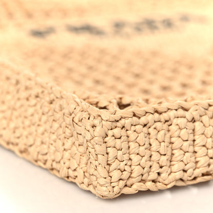 Prada Yarn Raffia Effect Crochet Logo Embroidered Tote Bag Naturale 7 of 8