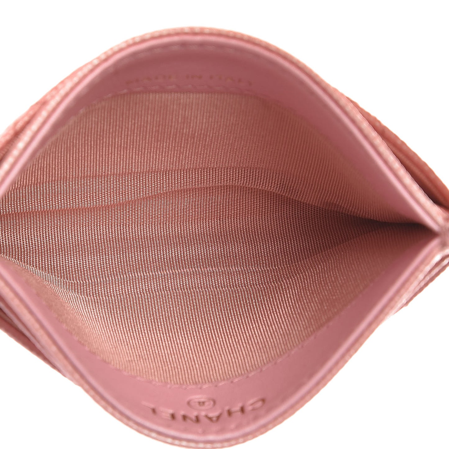 Iridescent Caviar Quilted Card Holder Pink