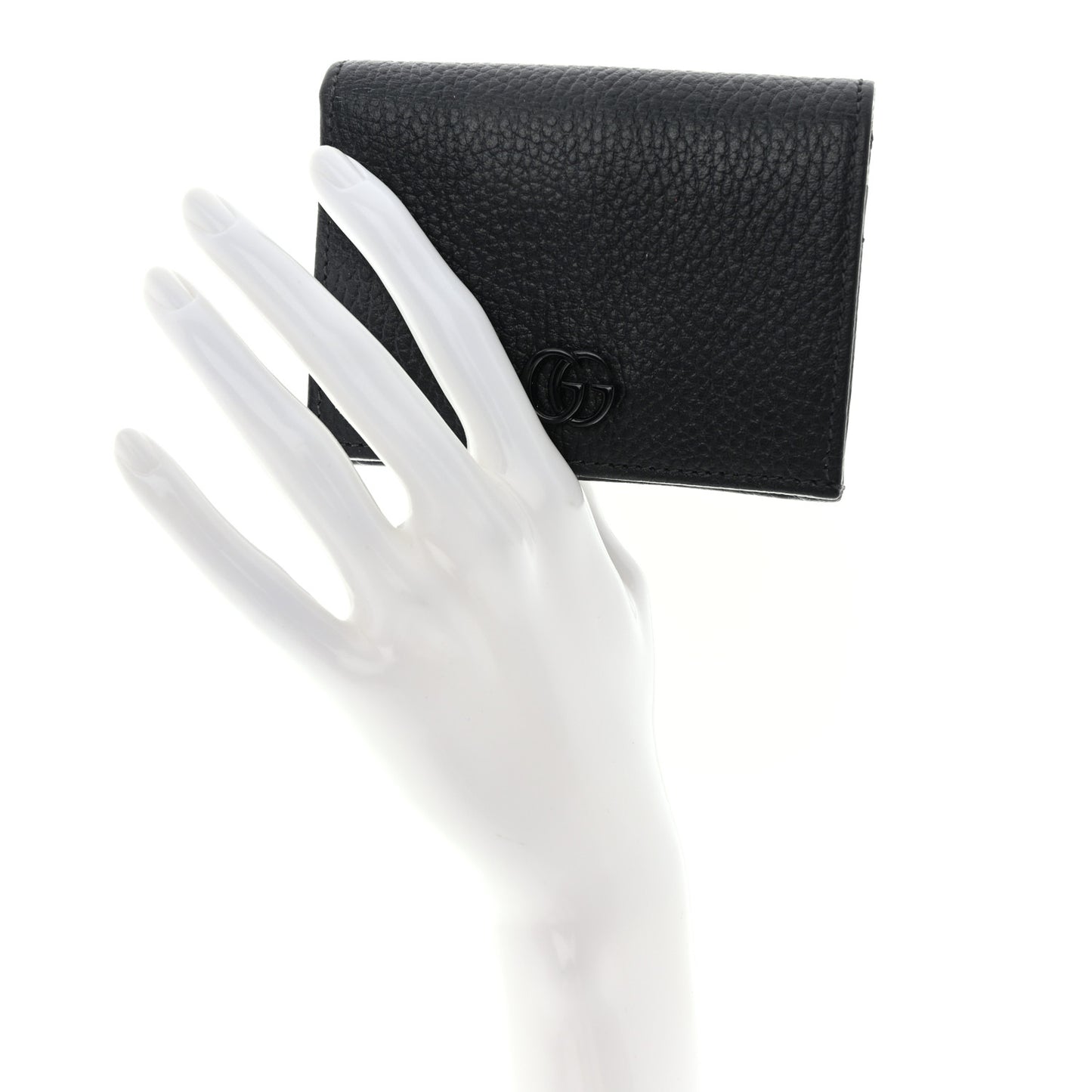 Dollar Calfskin Enamel Monochrome GG Marmont Card Case Black
