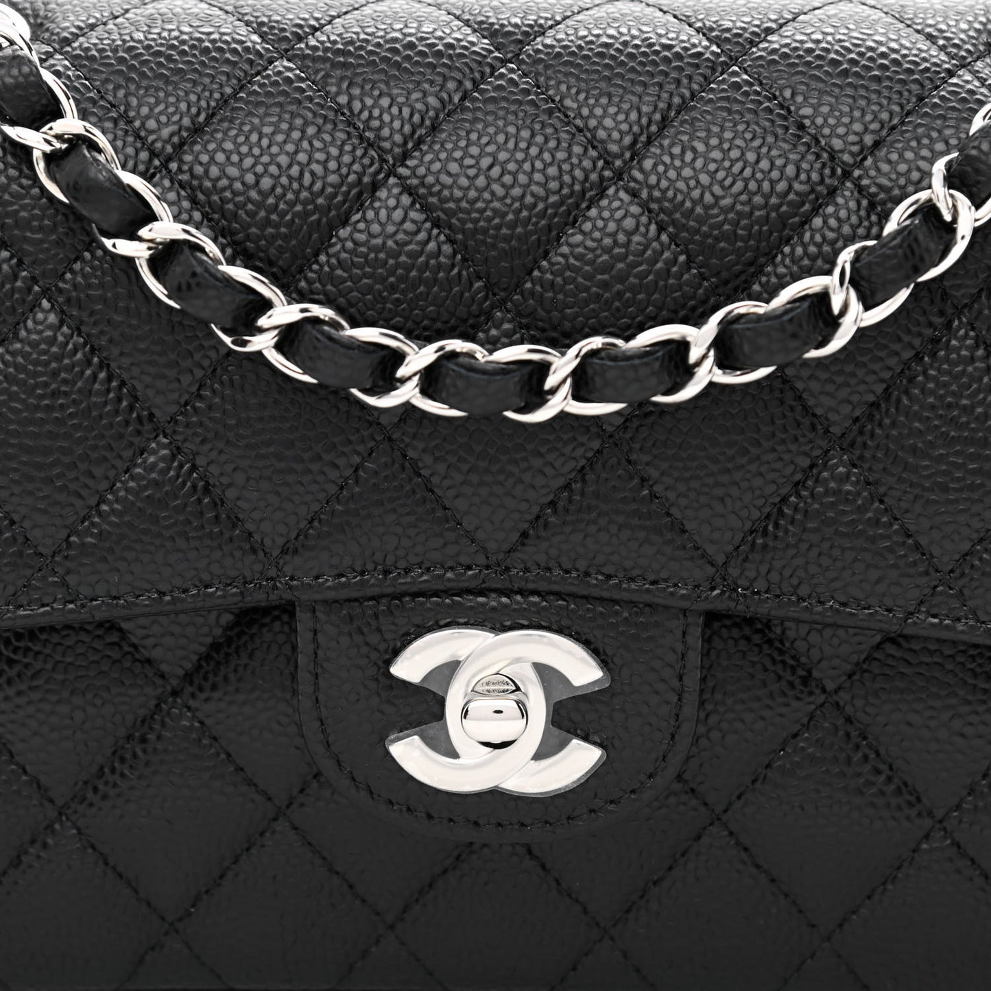 Caviar Quilted Small Double Flap Black