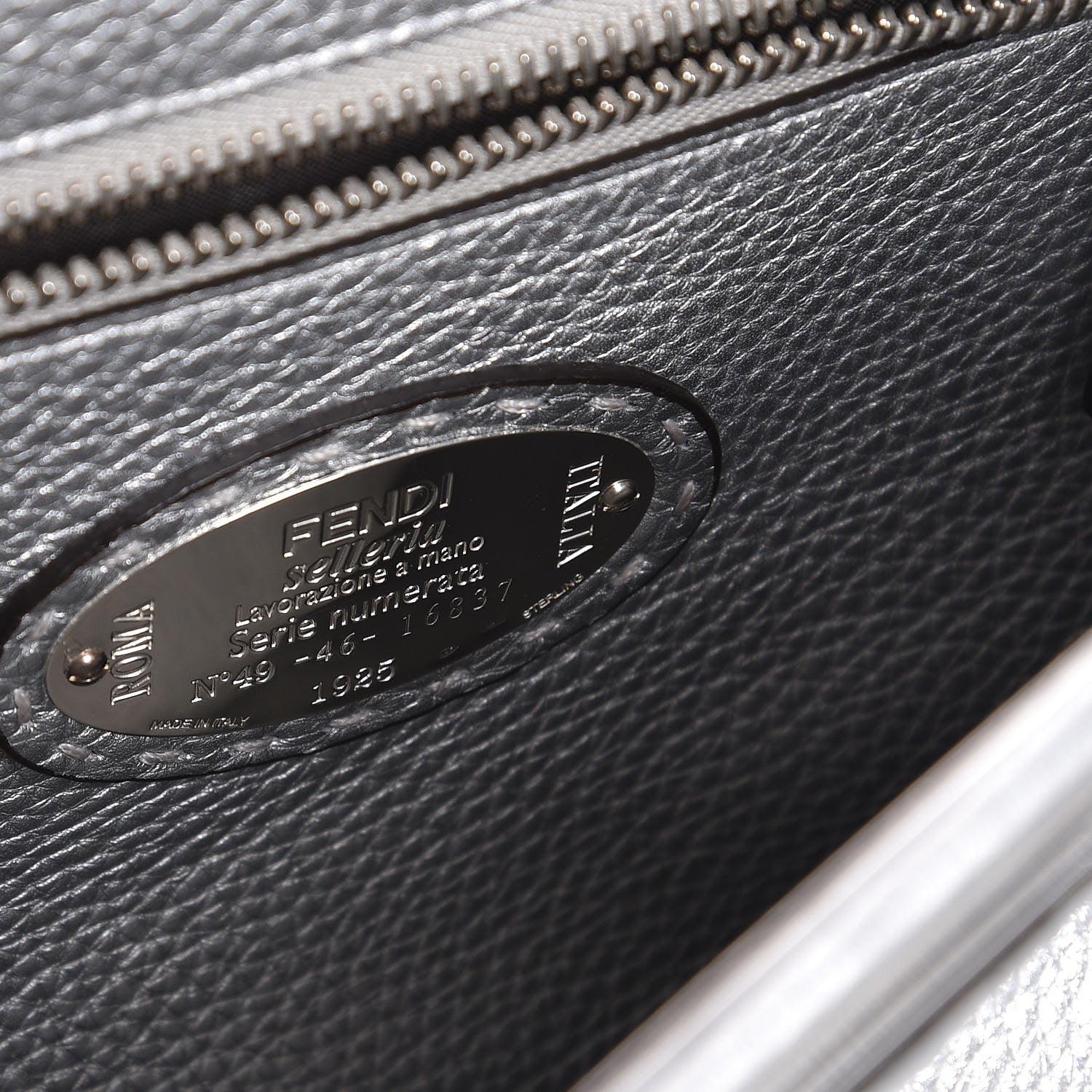 Fendi Cuoio Romano Lux Selleria Medium Peekaboo Iconic Satchel Argento 8 of 9