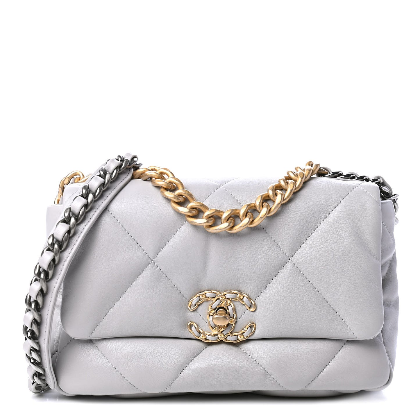 Lambskin Quilted Medium Chanel 19 Flap Grey