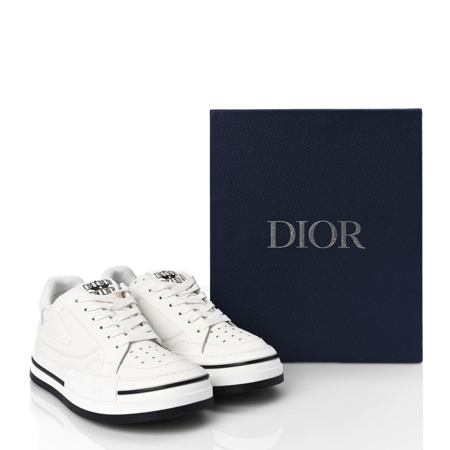 Calfskin D-Freeway Low Top Sneakers 39 White