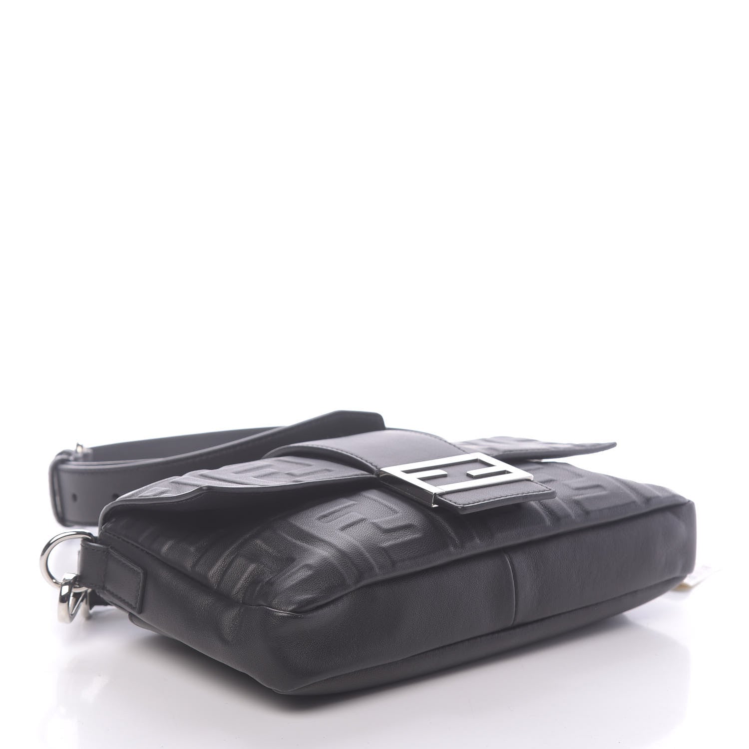 Fendi Nappa FF 1974 Embossed Belt Baguette Bag Black 4 of 10