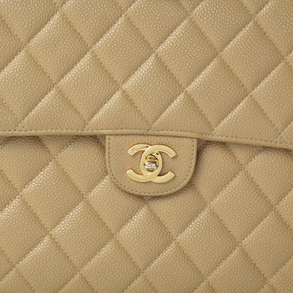 Chanel Caviar Quilted Jumbo Single Flap Beige 11 of 11