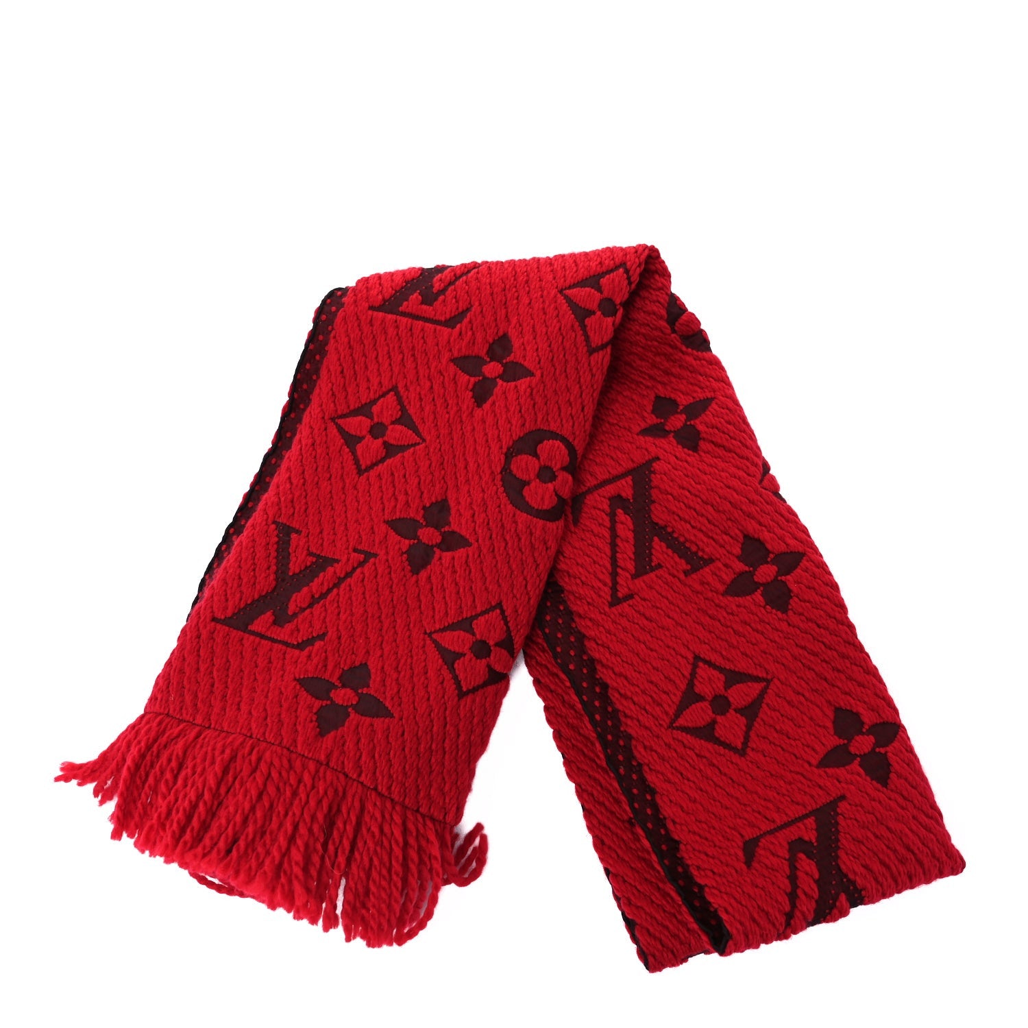 Louis Vuitton Wool Silk Logomania Scarf Rubis 1 of 3