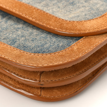 Saint Laurent Denim Suede Monogram Medium Solferino Soft Satchel Blue Cinnamon 9 of 9