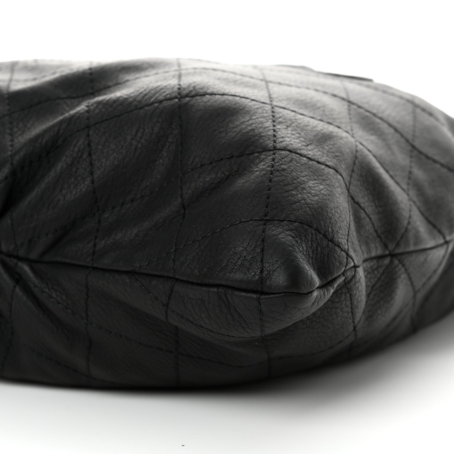 Calfskin Stitched Double Zip Hobo Black