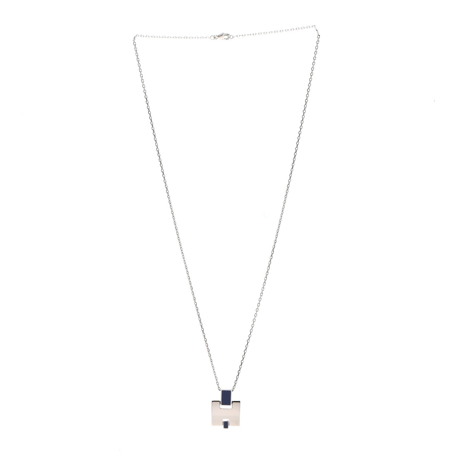 Hermes Palladium Lacquered Eileen Pendant Necklace 3 of 5