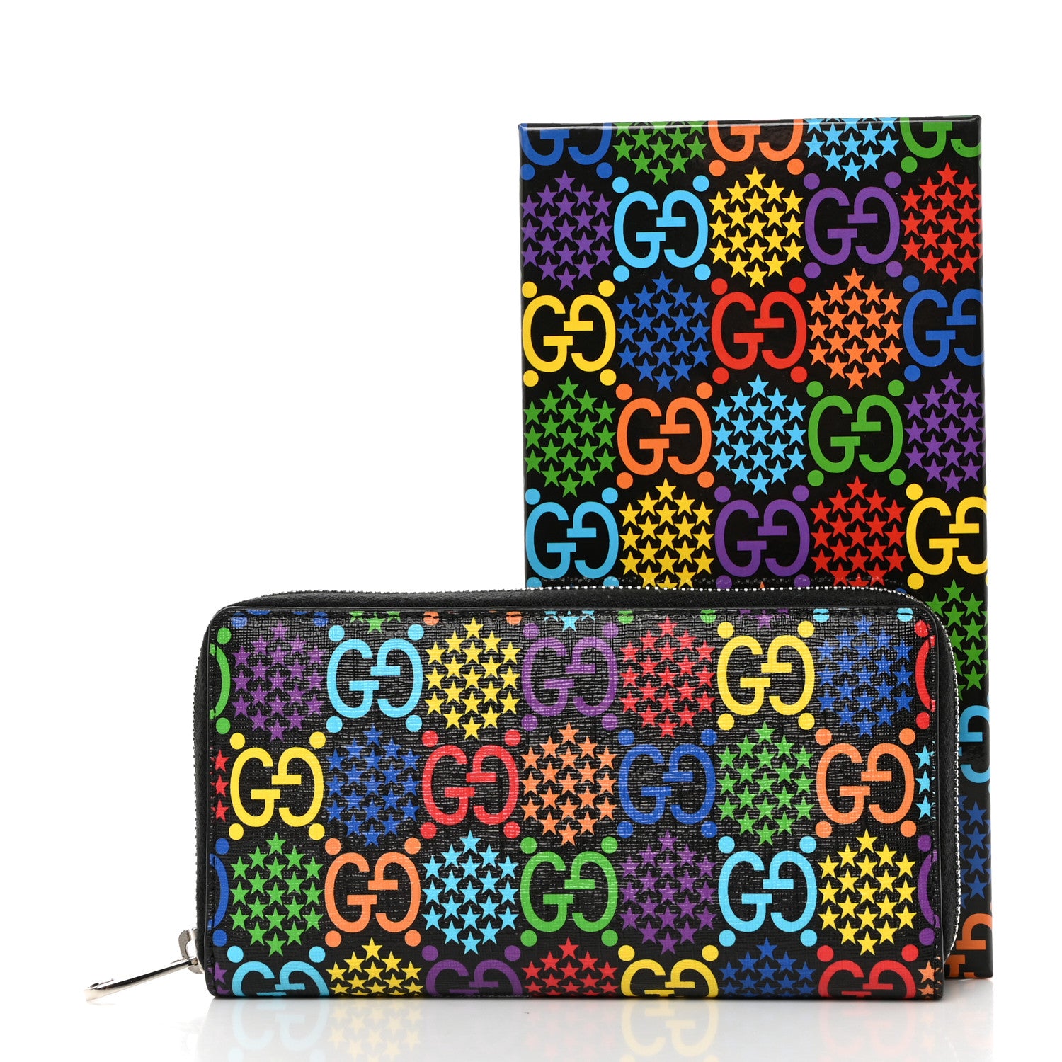 Gucci GG Supreme Monogram Psychedelic Zip Around Wallet Black Multicolor 8 of 8