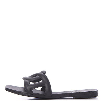 Hermes Rubber Aloha Sandals 39 Black 1 of 12