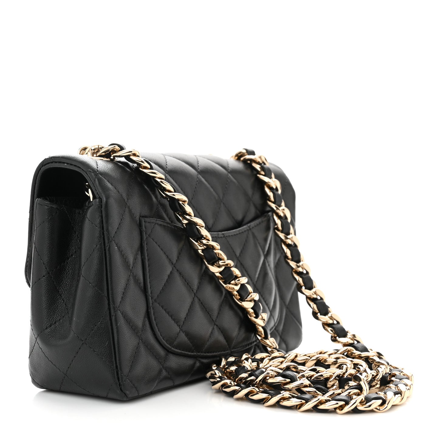 Lambskin Quilted Mini Coco Charms Rectangular Flap Black