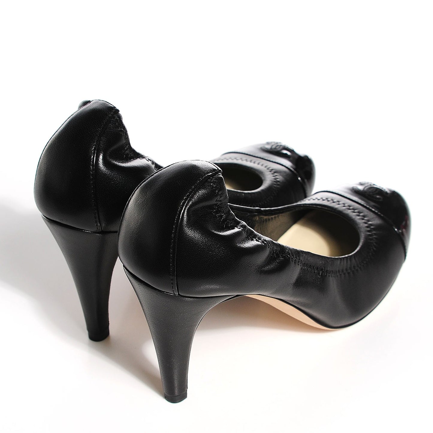 Lambskin Patent CC Elastic Pumps 39 Black