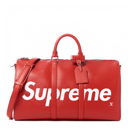 Louis Vuitton X SUPREME Epi Keepall Bandouliere 45 Red 1 of 13