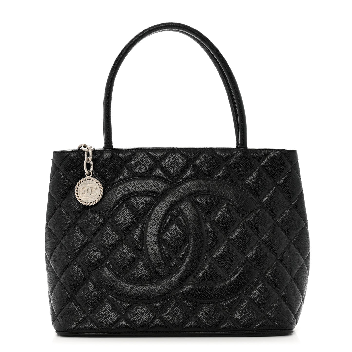 Caviar Quilted Medallion Tote Black