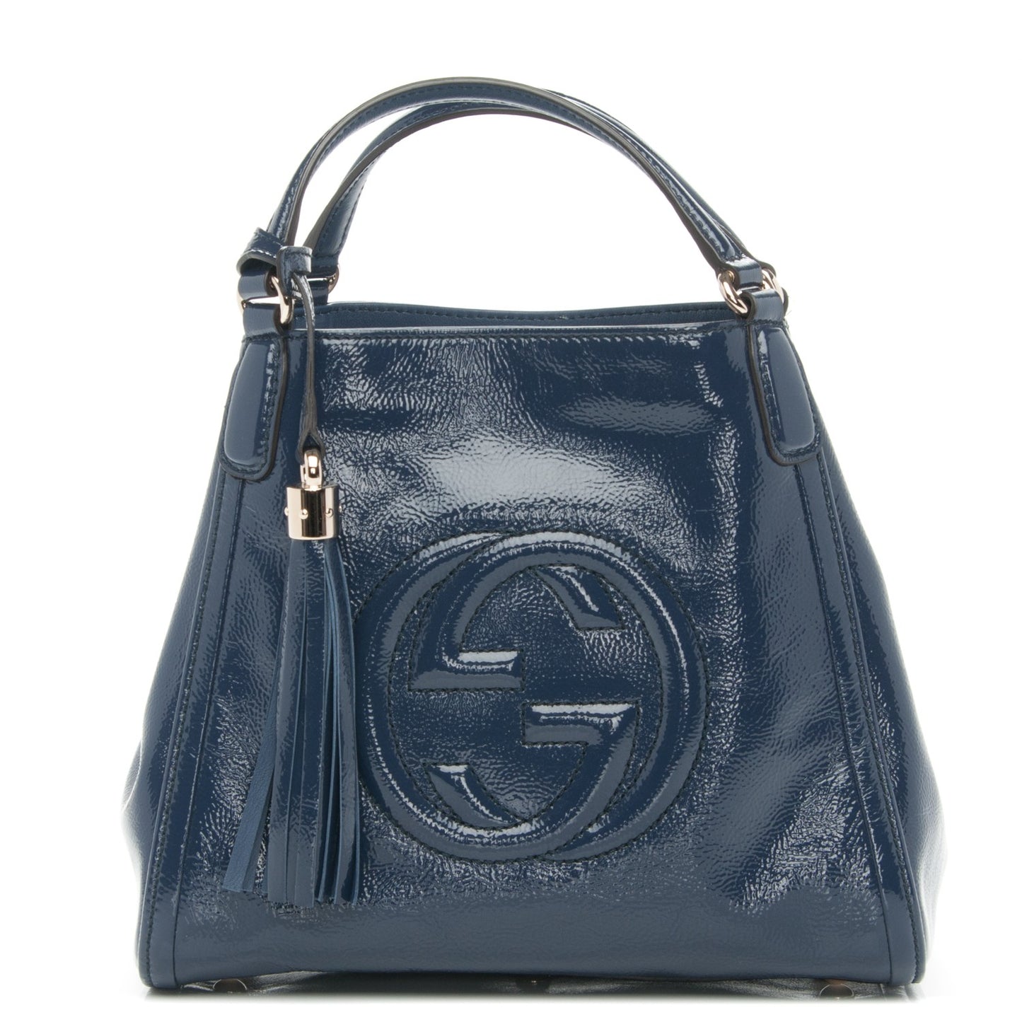 Vernice Naplack Small Soho Shoulder Bag Uniform Blue