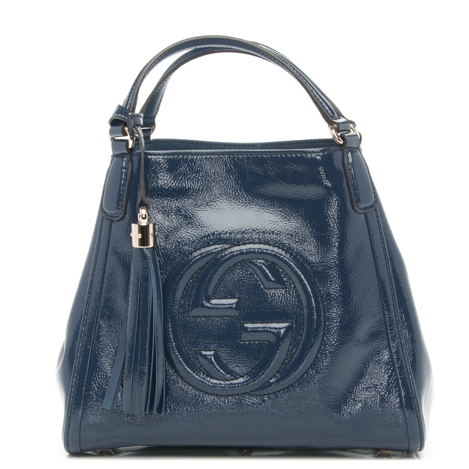 Gucci Vernice Naplack Small Soho Shoulder Bag Uniform Blue 1 of 7