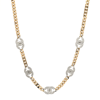 Chanel Crystal Chain CC Necklace Gold Silver 1 of 5