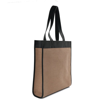 Burberry Canvas Smooth Calfskin Tote  Black Camel 2 of 7