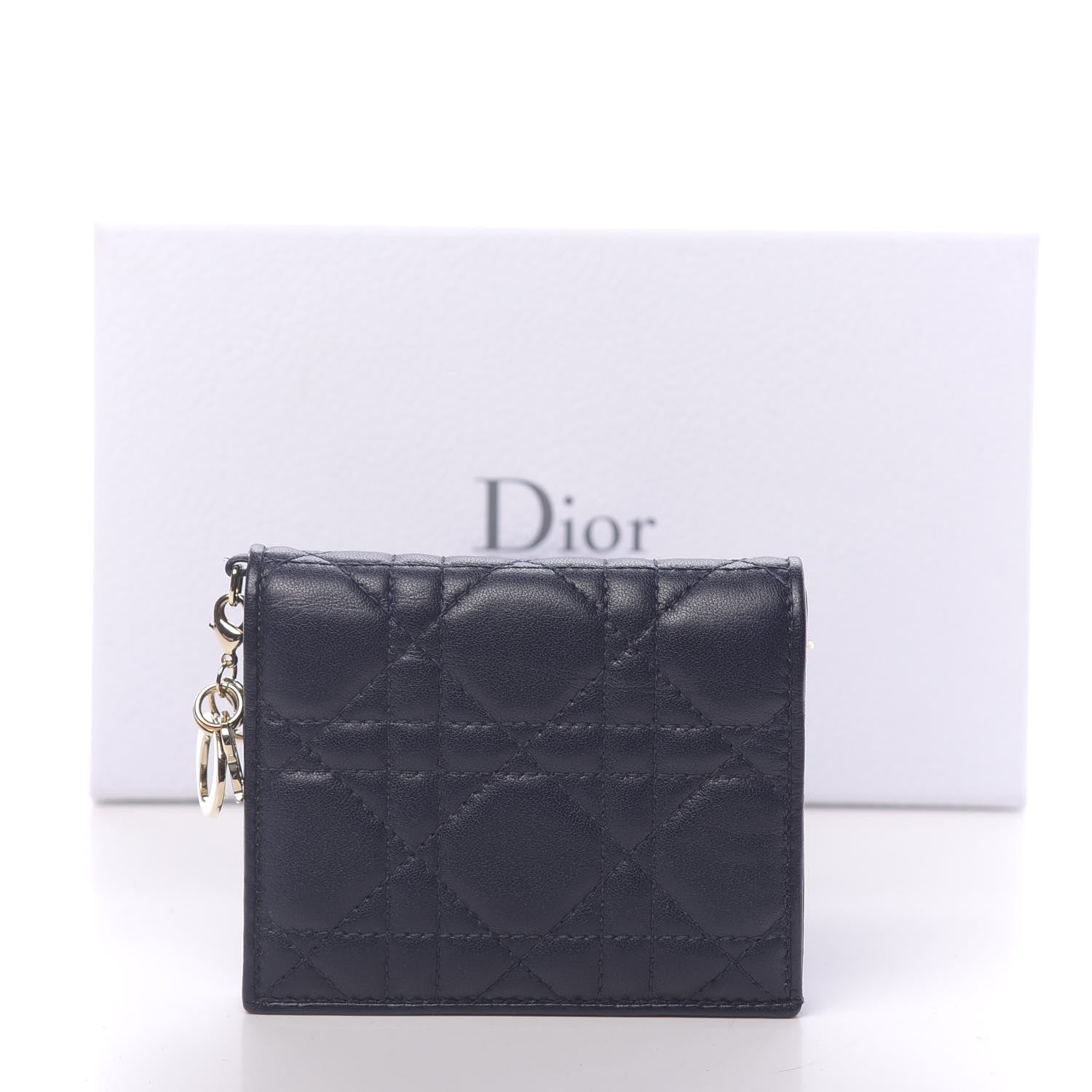 Christian Dior Lambskin Cannage Mini Lady Dior Wallet Navy 9 of 9