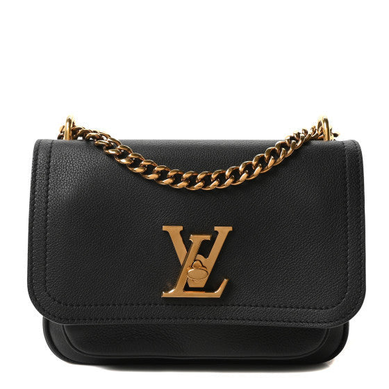 Louis Vuitton Grained Calfskin Lockme Chain Bag PM Black 1 of 9