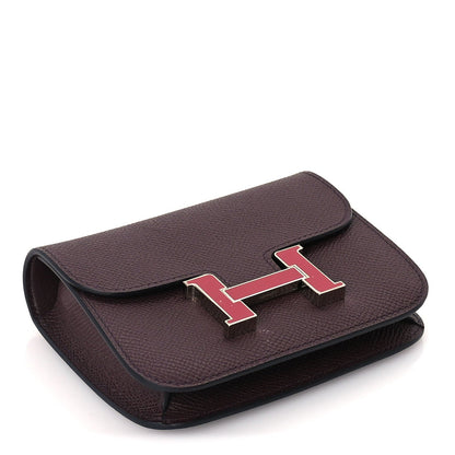 Hermes Epsom Enamel Constance Slim Wallet  Rouge Sellier Framboise 3 of 7