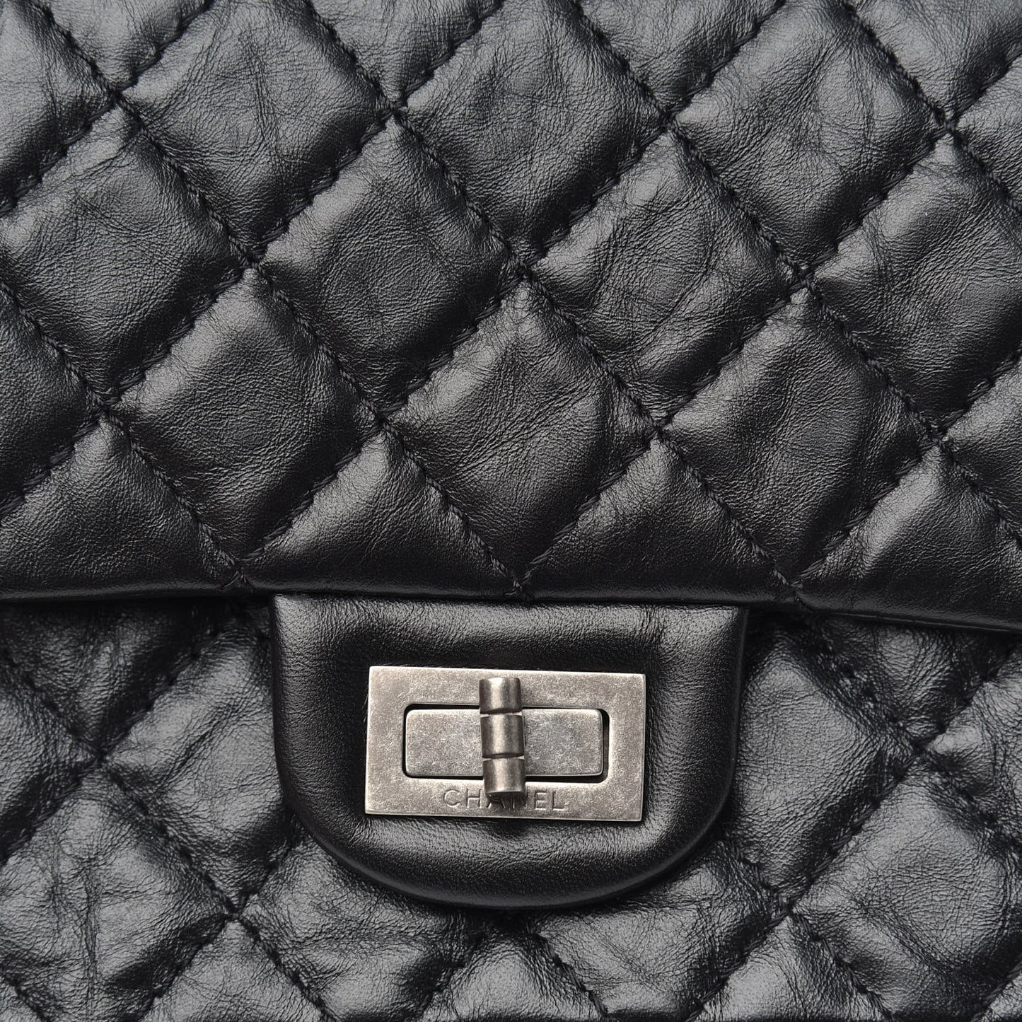 Aged Calfskin Quilted 2.55 Reissue 225 Flap Black