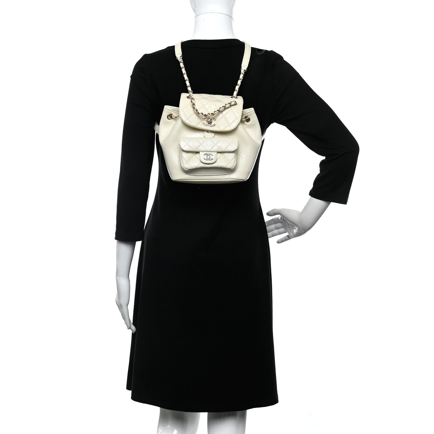 Chanel Glazed Aged Calfskin Quilted Small Duma Drawstring Backpack White 2 of 10