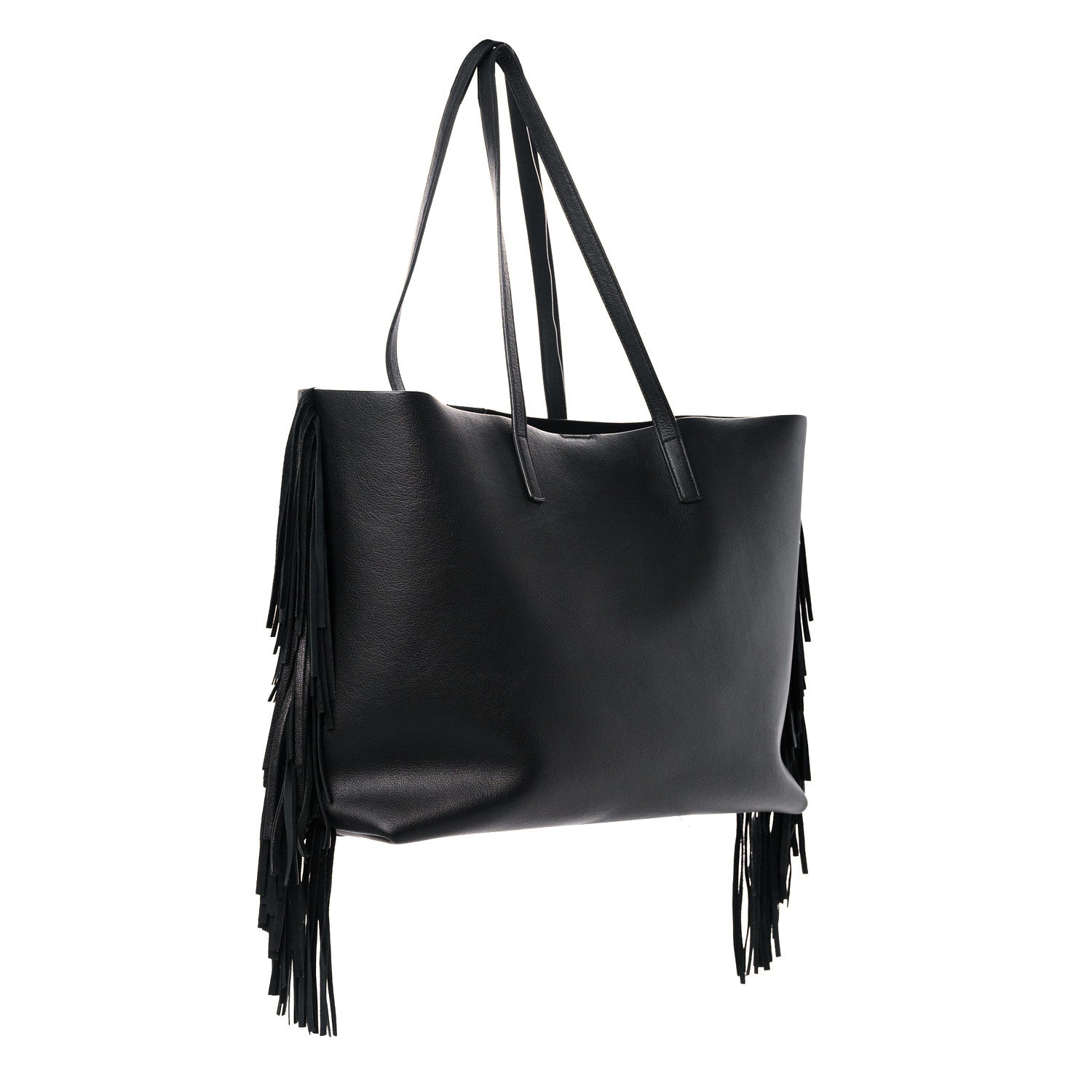 Saint Laurent Calfskin Large Fringe Shopping Tote Black 3 of 18