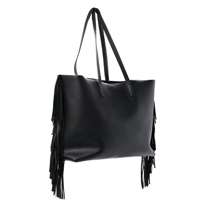 Saint Laurent Calfskin Large Fringe Shopping Tote Black 3 of 18