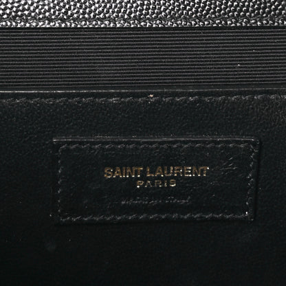 Saint Laurent Grain De Poudre Textured Mixed Matelasse Triquilt Medium Monogram Satchel Black 5 of 8