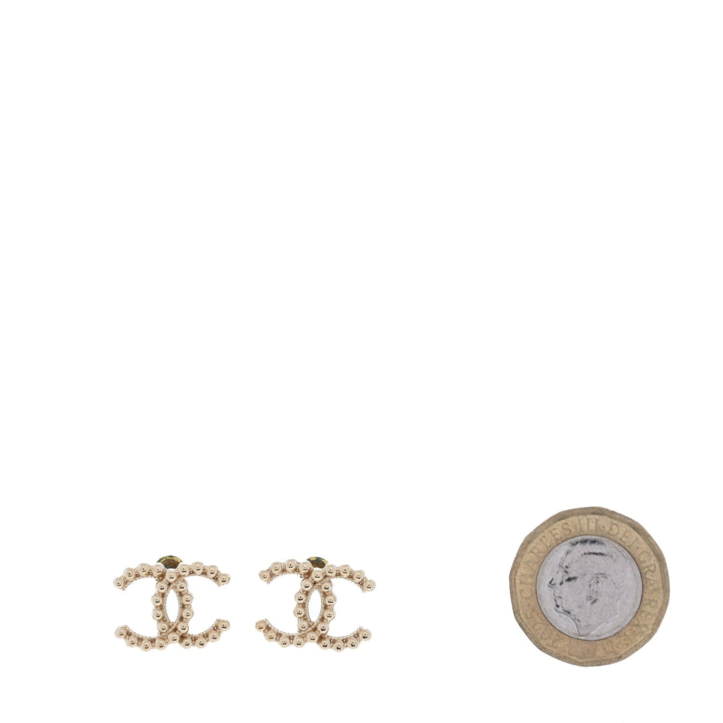 Studded CC Earrings Gold