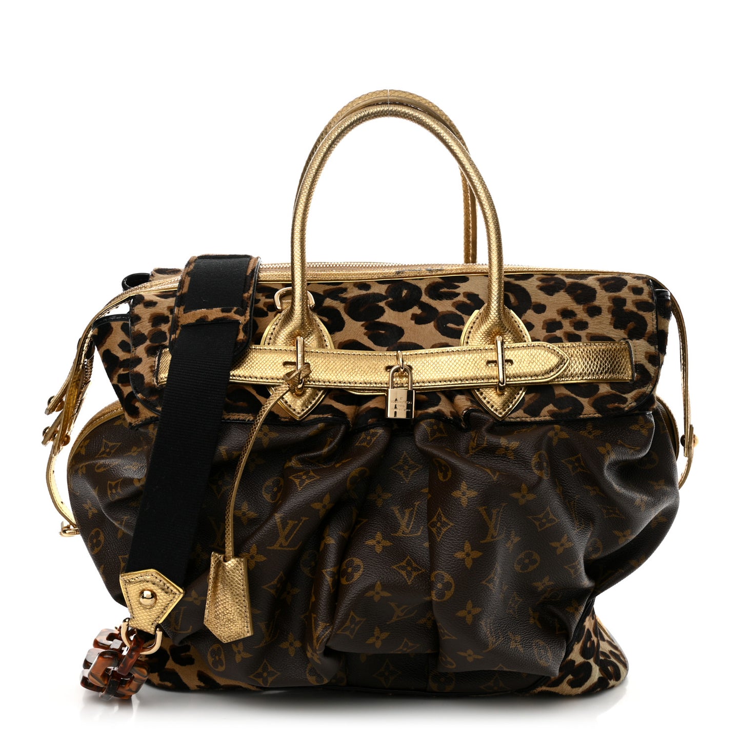Monogram Leopard Pleated Steamer Bag