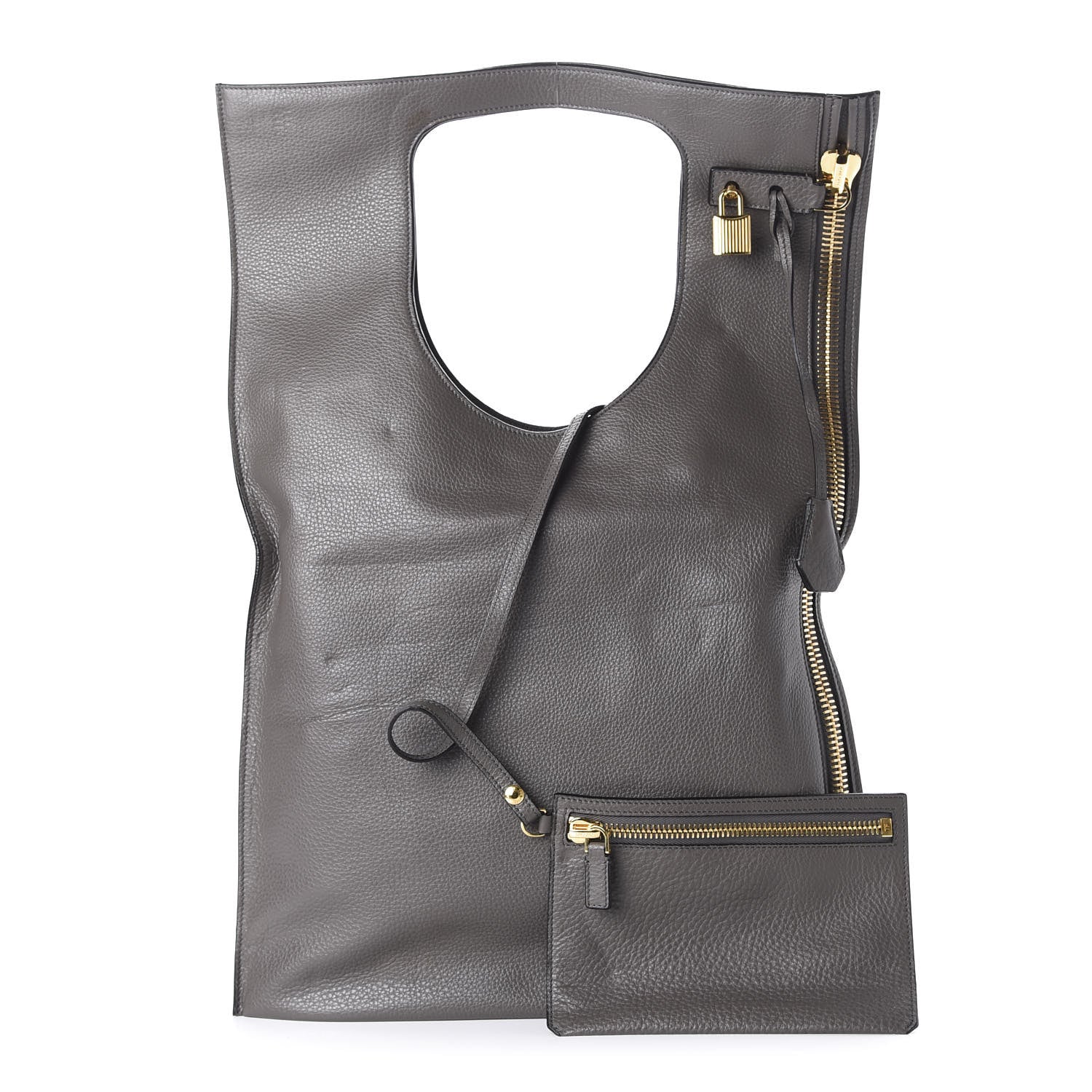 Tom Ford Calfskin Large Alix Padlock Zip Shoulder Bag Graphite 1 of 10